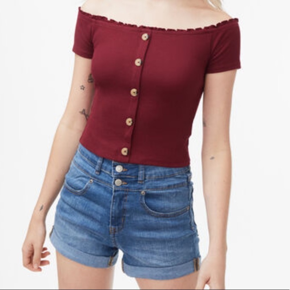 Aeropostale | Off The Shoulder Bodycon Top Maroon